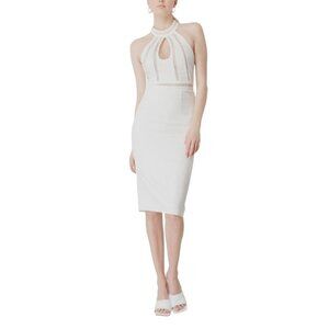 Bardot Mirela Keyhole Halter Midi Dress In Orchid White XSmall New Womens